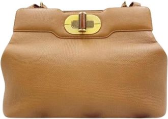Bulgari Pre-owned Vintage Schoudertas - Dames - Vintage Schoudertas - Beige - ONE Size - Leer - Vintage