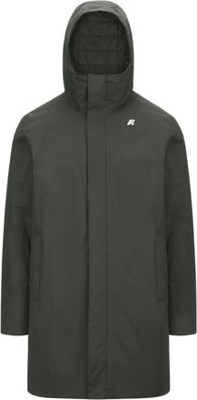 K-Way K-Way, Parkas, male, Green, Size: L Long Hooded Mens Jacket