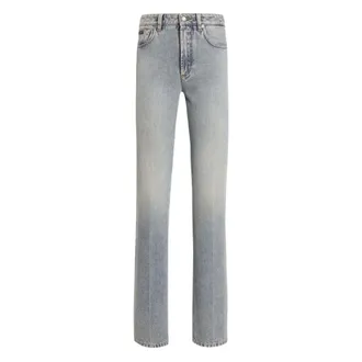 Dolce & Gabbana Boot-cut Jeans, female, Blue, Size: M Plaque Logo Jeans