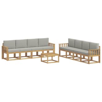 vidaXL Conjunto De Sof&aacute;s De Exterior 9 Pcs Blanco Y Gris Claro Vidaxl