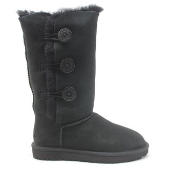 UGG Bailey Button Triplet II Sheepskin Suede Womens Boots - Black - Size:UK 7