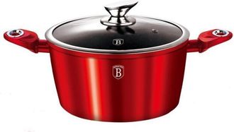 Berlinger Haus Maceta De Granito Berlinger Haus, 28 Cm, L&iacute;nea Roja Metalizada, Bh-1258