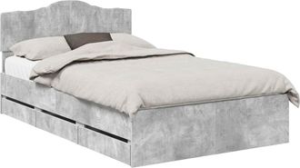 vidaXL Estructura De Cama Gris Concreto 135 X 190 Cm Madera Ingenieril Vidaxl