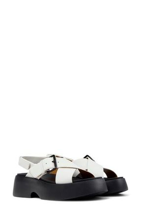 Camper Tasha X-Strap Platform Sandal in White Natural at Nordstrom, Size 40