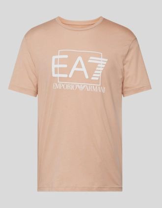 Emporio Armani Mens Box Logo T Shirt - Salmon Pink - Tan - Size: 42