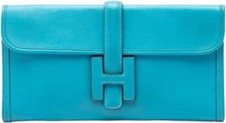 Herm&egrave;s Pre-owned Jige Elan 29 - Dames - Vintage Clutch - Blauw - ONE Size - Leer - Vintage