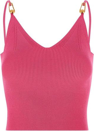 Versace Safety Pin Knit Crop Top - Dames - Tops zonder mouwen - Roze - S - Polyester - Tops