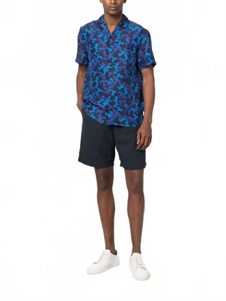 Orlebar Brown Hibbert Current Linen-Blend Shirt In Dark Sapphire