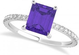 Allurez Emerald Tanzanite & Diamond Hidden Halo Engagement Ring Platinum (2.93ct)