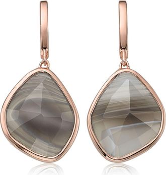 Monica Vinader Siren Nugget Semiprecious Stone Drop Earrings in Grey Agate/Rose Gold at Nordstrom Rack