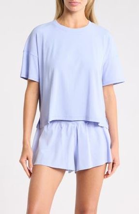 Yogalicious Heavenly Ribbed Deluxe Boxy Crop T-Shirt in Lavender Horizon at Nordstrom Rack, Size X-Large