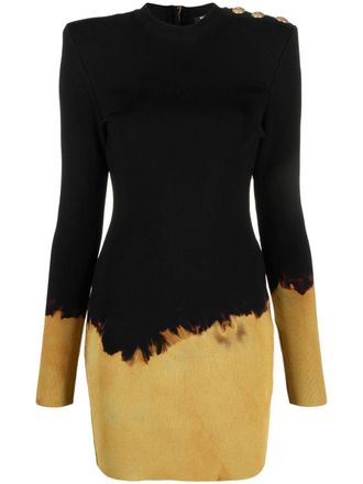 Balmain long-sleeve two-tone dress - women - Polyester - 36 - Black