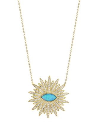 Sphera Milano 14K Over Silver Cz Synthetic Opal Necklace