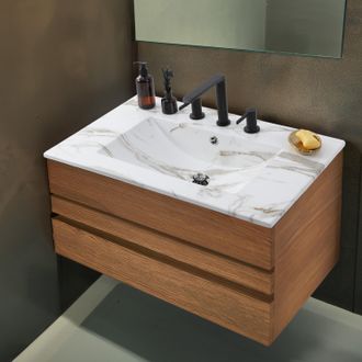 Jonathan Y Designs Ancillary 3-Hole Classic Contemporary Rectangular Ceramic Single Sink Basin Vanity Top