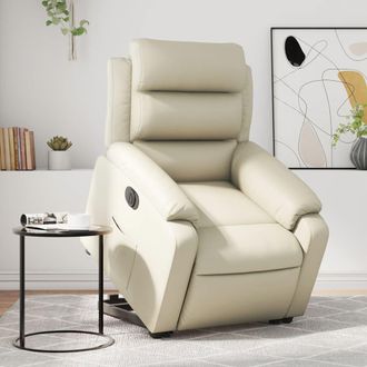 vidaXL Vidaxl - Sill&oacute;n Reclinable Elevable El&eacute;ctrico De Cuero Sint&eacute;tico Crema