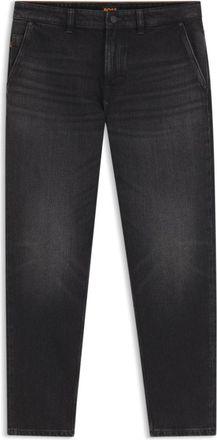 BOSS Tapered-fit jeans in black comfort-stretch denim