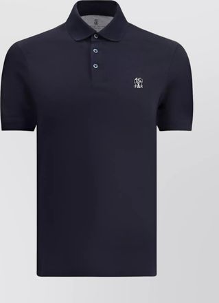 Brunello Cucinelli ribbed collar cotton polo shirt monochrome pattern