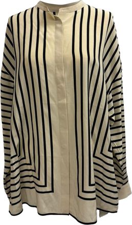 Toteme Striped Scarf Blouse in Cream Silk