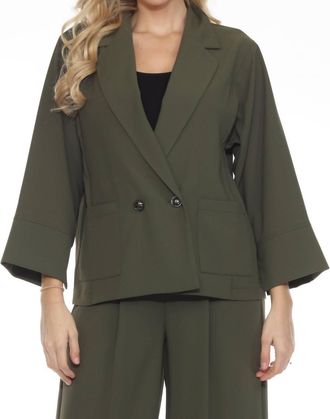 Joseph Ribkoff Double-Breast Oversized Blazer In Iguana Green