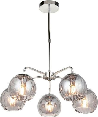 Endon Lighting Dimple Multi Arm Glass Pendant Ceiling Lamp, Chrome Plate, Smoked Mirror Glass - Endon