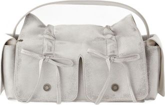 Acne Studios Womens Multipocket Vintage Leather Shoulder Bag White Calfskin