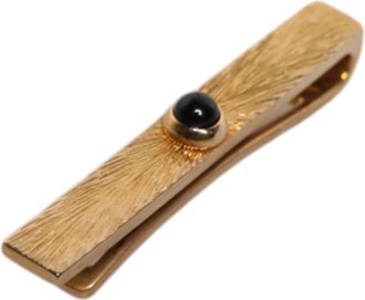Dolce & Gabbana Mens Black Sapphire Gold Tone Brass Tie Clip Bar Real