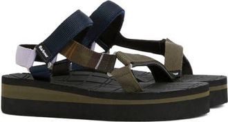 Barbour Mila Wedge Sandal in Olive/Navy/Classic Tartan at Nordstrom, Size 10