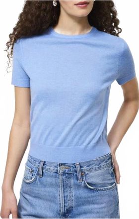French Connection Nola Fine Knit Short Sleeve Sweater In Thistle Blue