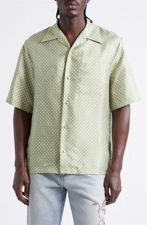 Amiri MA Polka Dot Silk Camp Shirt in Green Tea Archived at Nordstrom, Size Xx-Large