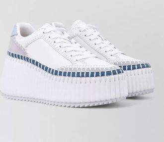 Chlo&eacute; nama platform sneakers contrast stitching design