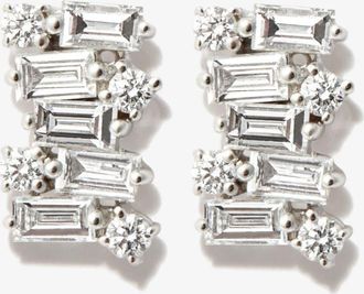 Suzanne Kalan 18K White Gold Classic Shimmer Diamond Stud Earrings - Womens - Diamond/18kt White Gold