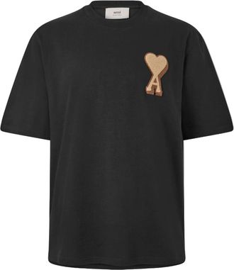 Ami Mens Mens T-Shirt in Black Cotton - Size X-Large