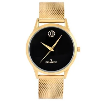 Peugeot Minimalist Wafer Slim Round Watch- 40MM in Mesh Black at Nordstrom