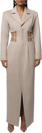 JLUXLABEL Faux Suede Maxi Coatdress in Beige at Nordstrom, Size Medium