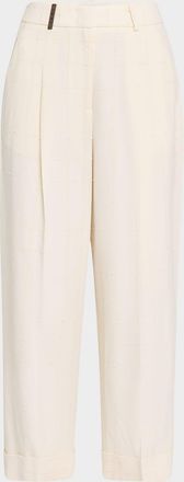 PESERICO Pleated High-Rise Cropped Pants