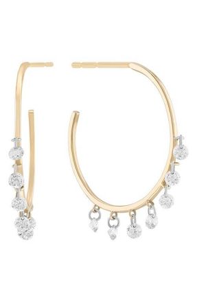 Lana Jewelry 14K Gold Floating Diamond Fringe Hoop Earrings in 14K Yellow Gold at Nordstrom
