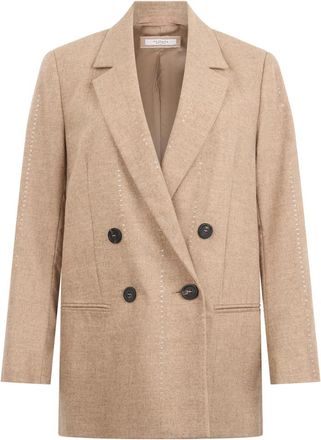 PESERICO Double-Breasted Jacket - Dames - Blazers - Beige - S - Wol - Jassen