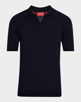 Isaia Men & apos;s Cashmere and Silk Johnny-Collar Polo Sweater