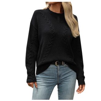 Generic Winter Jumpers for Women UK Sale Clearance Ladies Jumpers Knitted Jumpers Loose Comfy Crew Neck Sweater Casual Long Sleeve Tops Lightweight Knitwear C