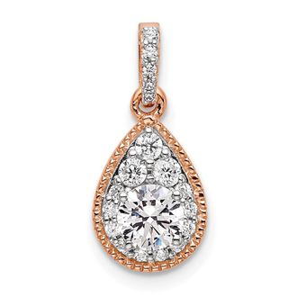 Diamond2Deal 14K Rose Gold Lab Grown Diamond Teardrop Pendant (0.51ct, VS, G-H)
