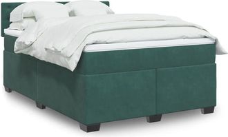 vidaXL Cama Box Spring Con Colch&oacute;n Terciopelo Verde Oscuro 140x200 Cm Vidaxl