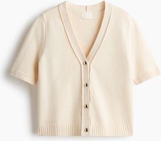 H&M Short-sleeved Cardigan in Light Beige at Nordstrom, Size X-Large