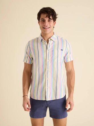 Chubbies Resort Weave Friday Shirt Mens Multi Pastel Stripe Button Up DSGL733