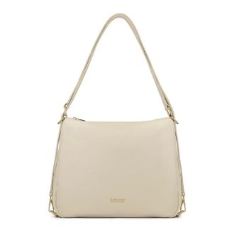 Kazar Tassen, Dames, Beige, ONE Size, Leer, Roomwitte posttas met rits