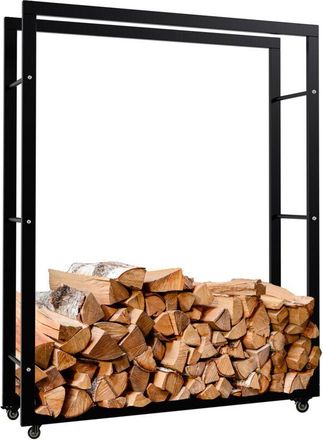 Clp Soporte Para Le&ntilde;a Keri Con Ruedas Negro 25x100x125 Cm