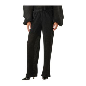 Notre-V Wijde Zwarte Polyester Broek - Dames - Broeken - Zwart - Maat: 2XL Poliester
