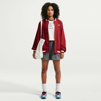 Nike Womens Studio Fleece Lightweight French Terry High-Rise Pleated Shorts in Grey | IM8110-071