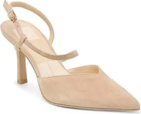 Dolce Vita Kamra Pointy Toe Slingback Pump in Camel Suede at Nordstrom Rack, Size 10
