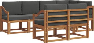 vidaXL Conjunto De Sof&aacute;s De Exterior 7 Uds. Natural Y Antracita Vidaxl