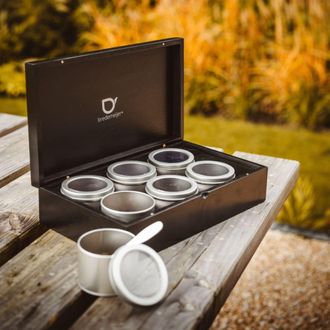 Bredemeijer Estuche de t&eacute; negro con 6 cajas de t&eacute; y cuchara bamb&uacute; negro